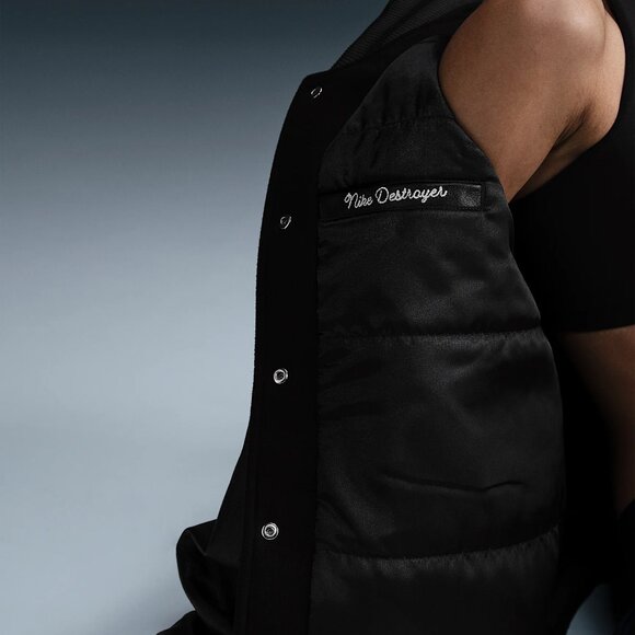 NIKE Sportswear Destroyer Leather & Wool Blend Varisty Bomber Jacket Size S NWT - Picture 10 of 16